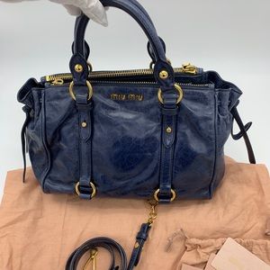 Miu miu blue leather tote